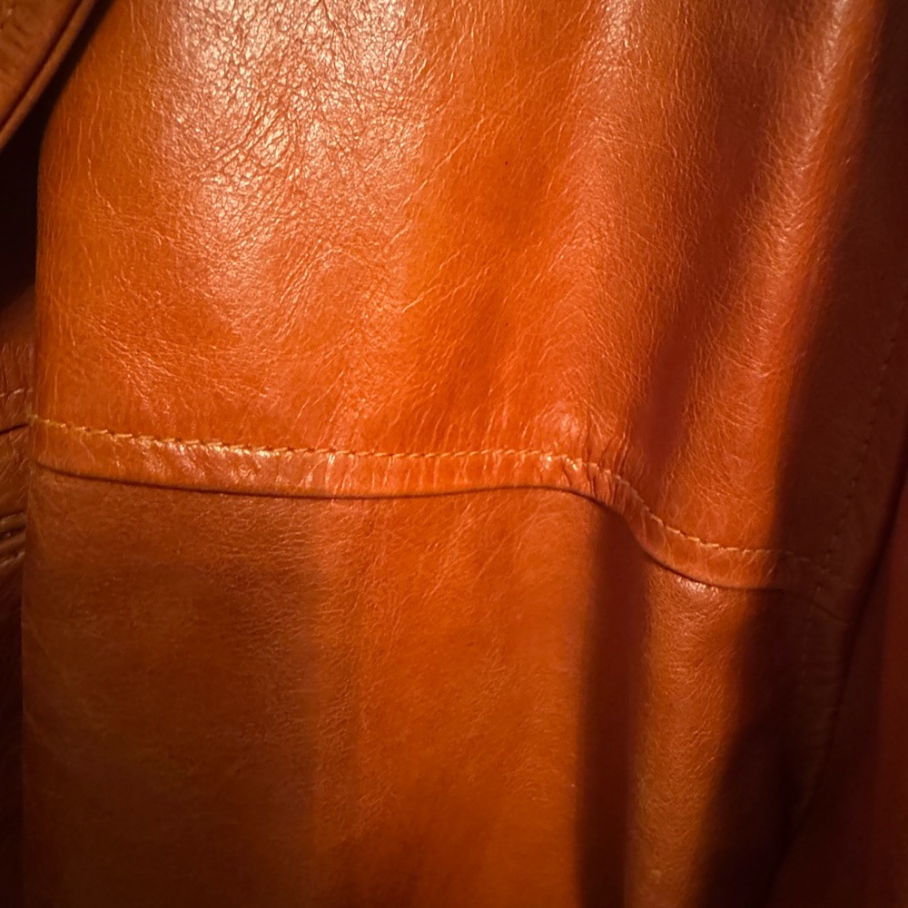 Men's Rust Color Leather Jacket - Picture 4 of 6